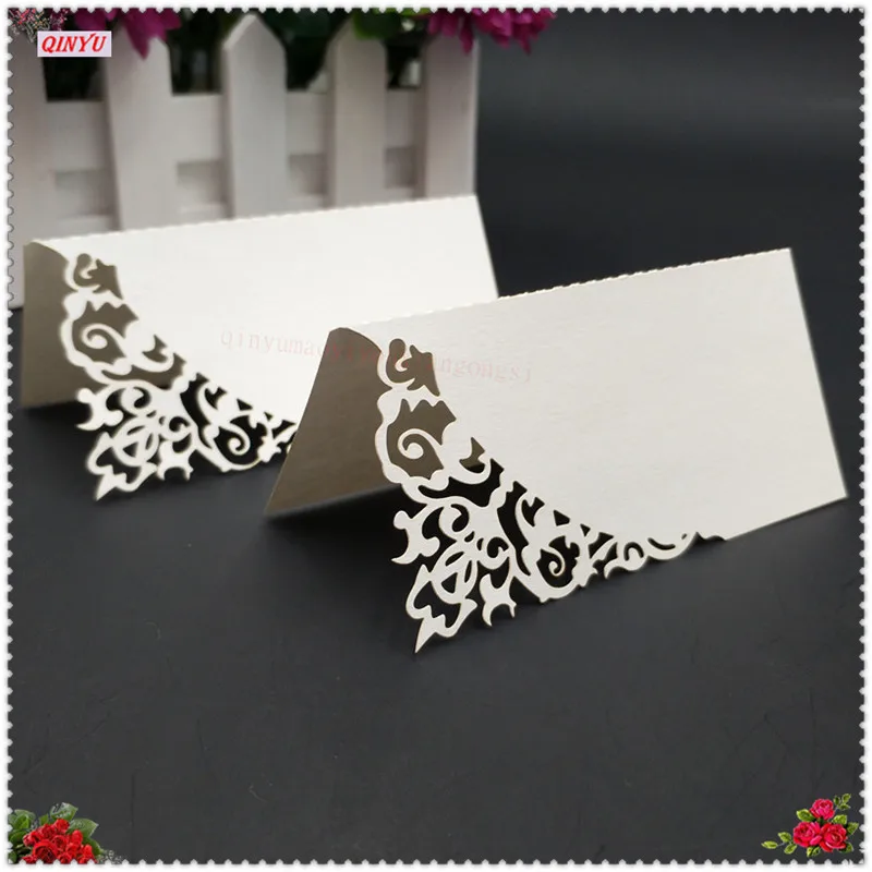 Birthday Party Decor Place Cards Laser Cut 10/50/100pcs Hollow Pattern Heart Shape Wedding Event Table Name Card Flower 5Z | Дом и сад