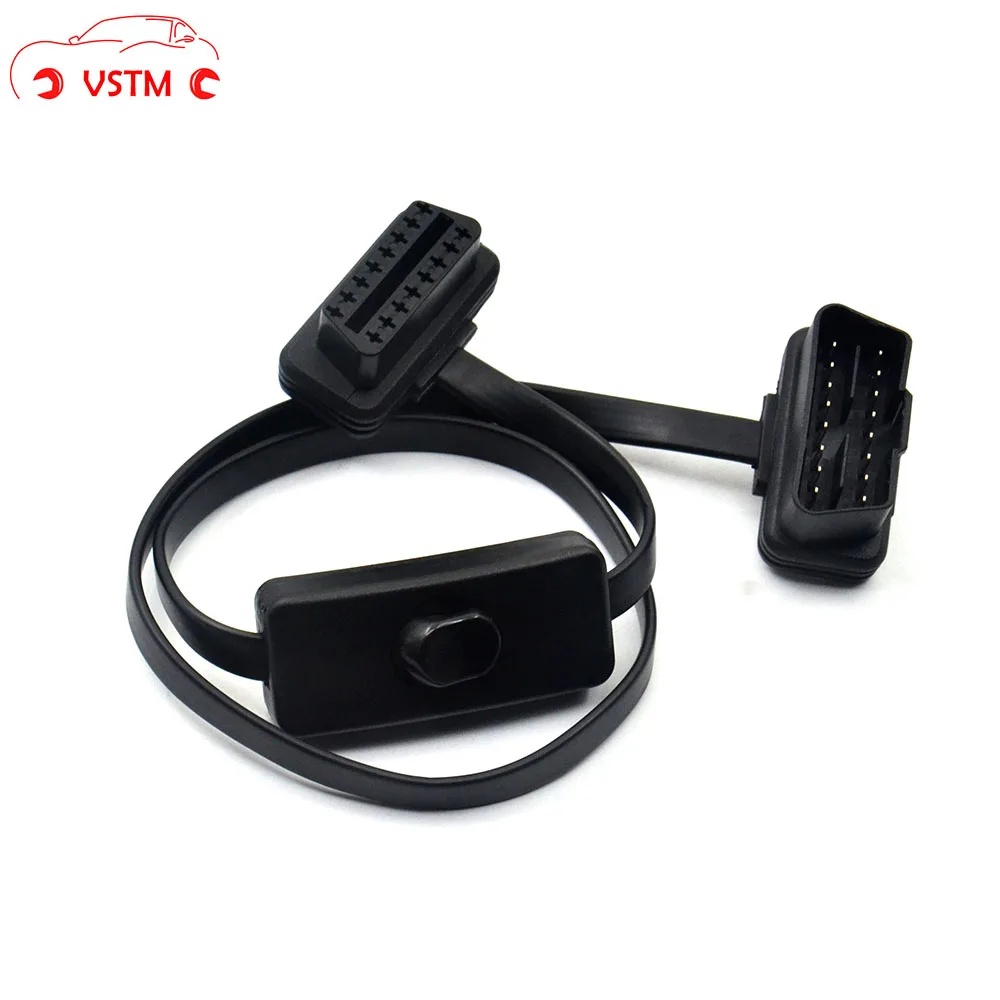 

2 в 1 OBD2 Удлинительный кабель сплиттер ультратонкий локоть Лапша кабель с переключателем автомобильный диагностический инструмент OBDII разъем