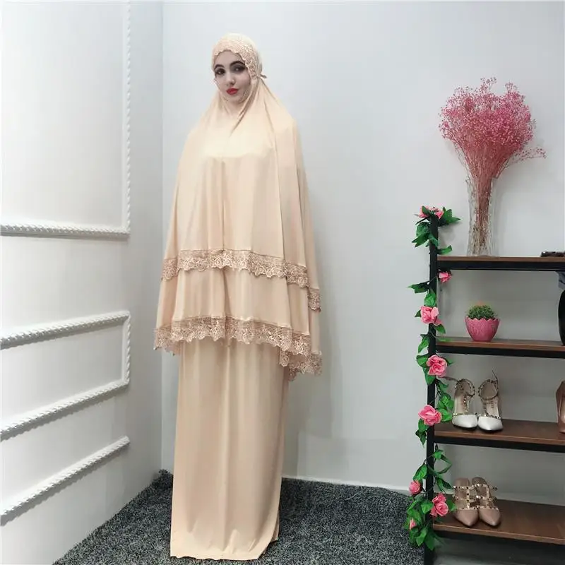 2 шт. abaya Robe Khimar Дубай, Турция мусульманский хиджаб платье кафтан цзилбаб Caftan молитва Исламская одежда Рамадан набор поклонения Халат