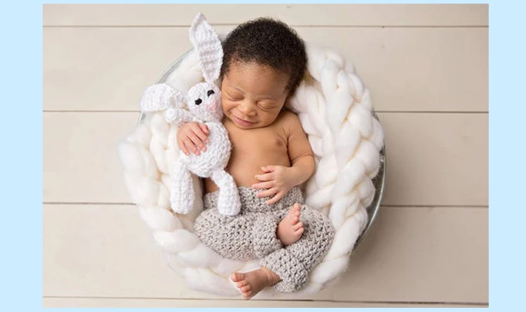 Newborn Baby Infant Photography Props Handmade Knitted Infant Toddler Shooting Hemp Blanket Photo Studio kits (3)