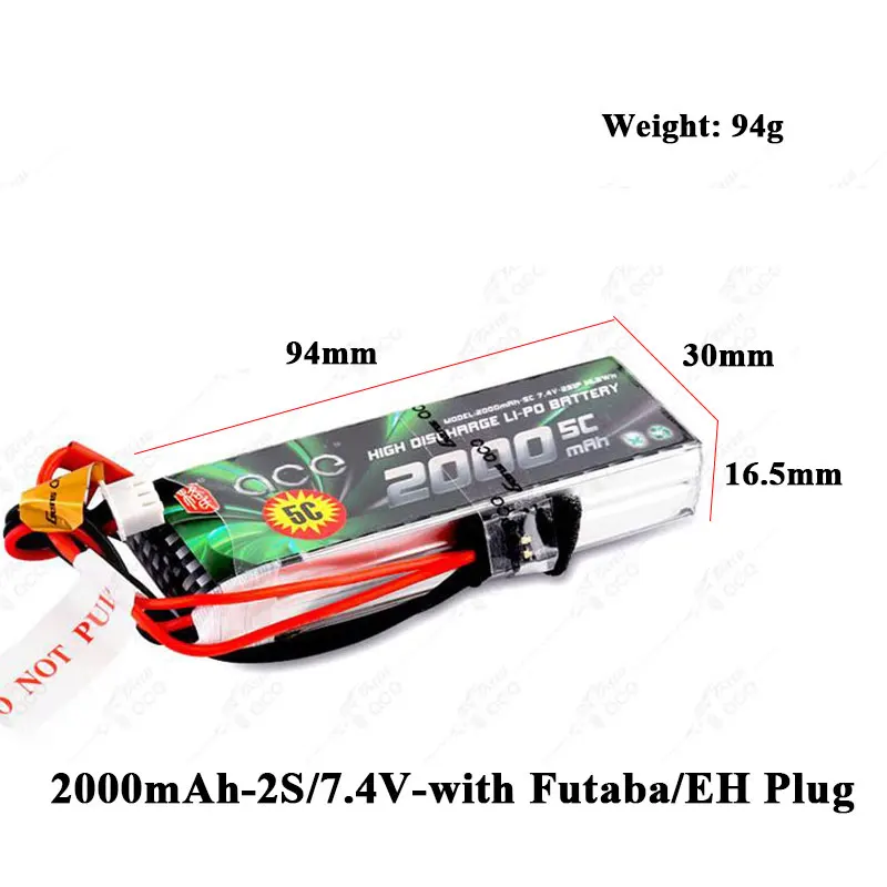 Батарея Gens ace Lipo 2000 мАч 2S 3S 5C с разъемом Futaba EHR для контроллера Flysky Контроллер