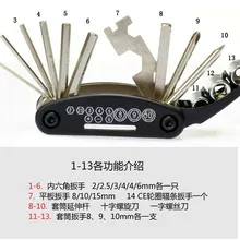 15 синкретическое многофункциональный сочетание велосипед обслуживание автомобиля инструменты горный велосипед аксессуары