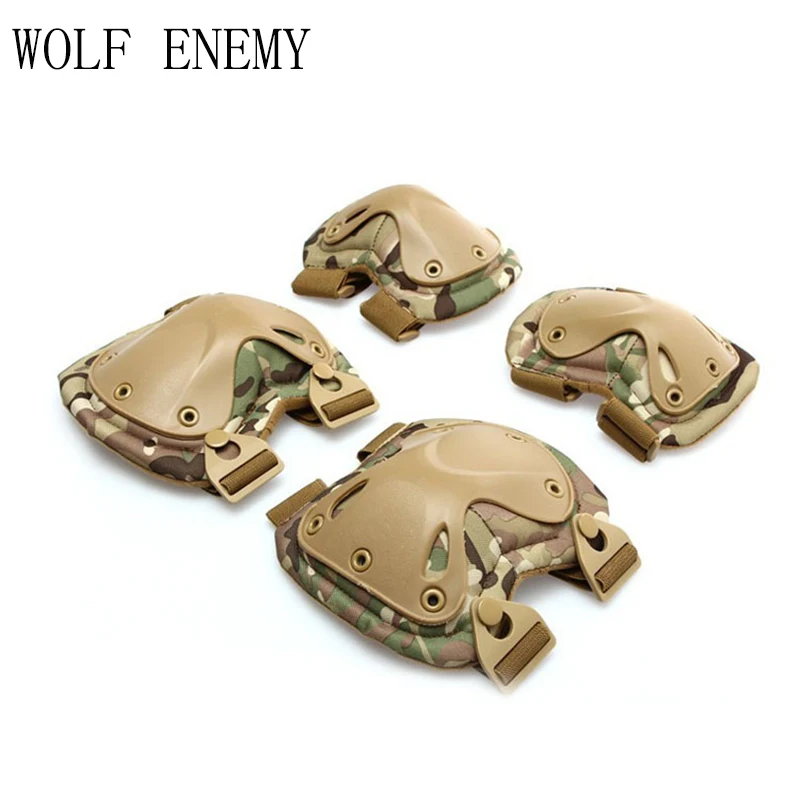 

New 4pcs/set of Kneepad CS Tactical Armor Knee Pads Elbow Climbing Field Pulley Riding Sports Elbow Knee Pads Hunting Accessorie