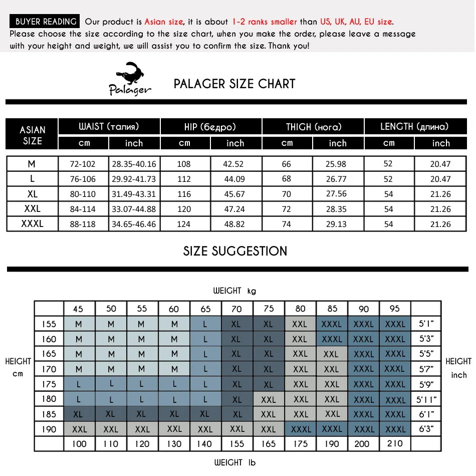 palager size chart Q