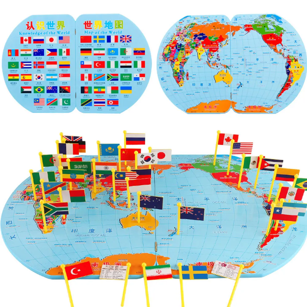 

with Flag Jigsaw World Map Toy Stress Relief Education Safe Cool Creative