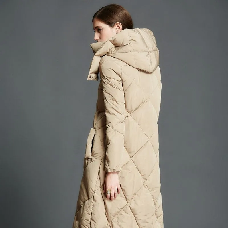 Winter Warm Plus Long Down Coat Women Stand Collar Hooded Detachable Covered Button Puffer Duck Down Jacket Female Outerwear New Winter Warm Plus Long Down Coat Women Stand Collar Hooded Detachable Covered Button Puffer Duck Down Jacket Female Outerwear New
