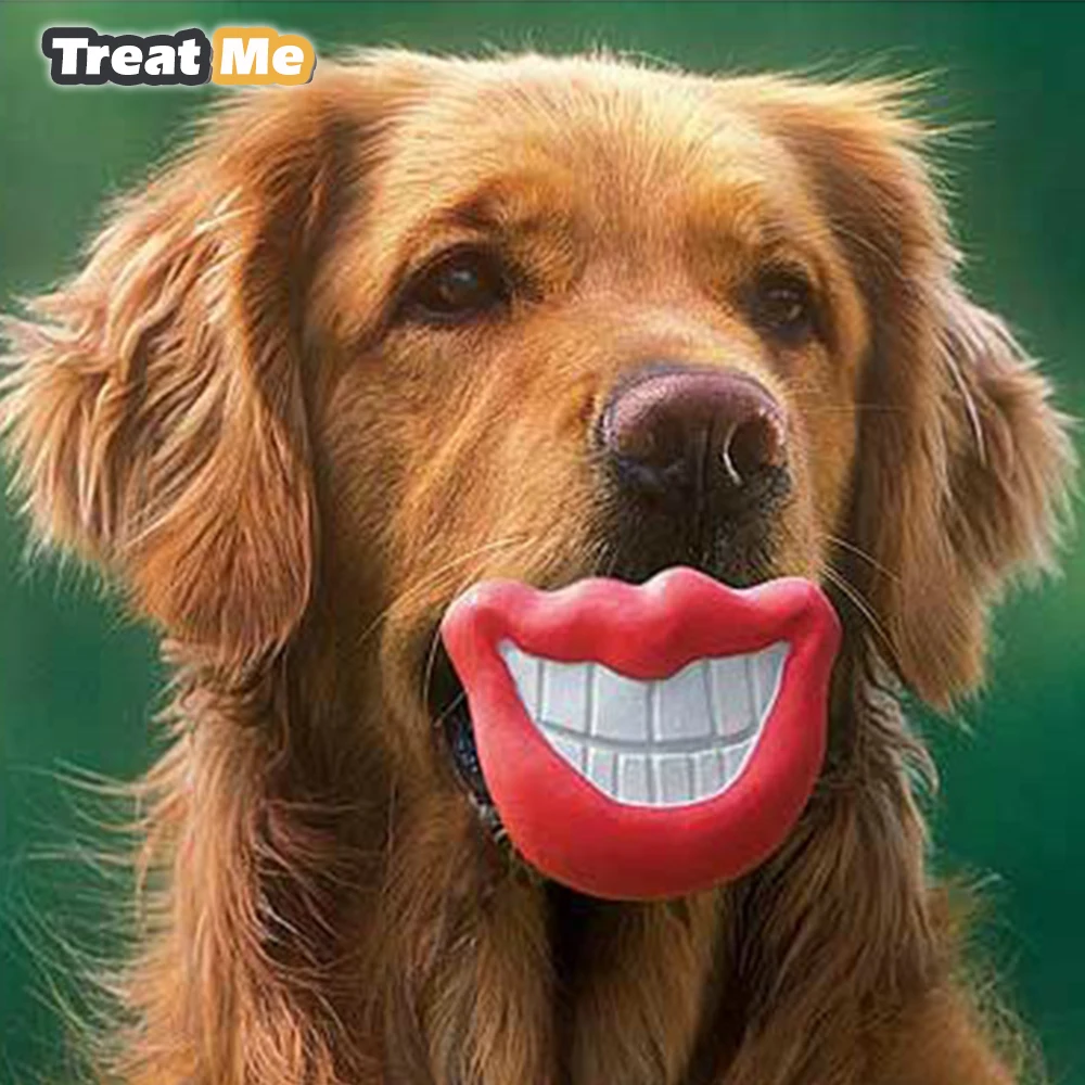 Funny Lips Shape Squeak Dog Toys Chew Resistant To Bite Pet Toy Durable