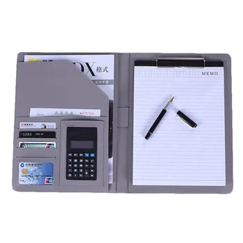 A4 File Folder Notebook Briefcase with Calculator Padfolio PU Leather Binder Manager Document Organizer Classeuer Hand Clip File ruize office supplies leather folder organizer padfolio soft cover 4 ring binder big a4 file folder with calculator and notepad