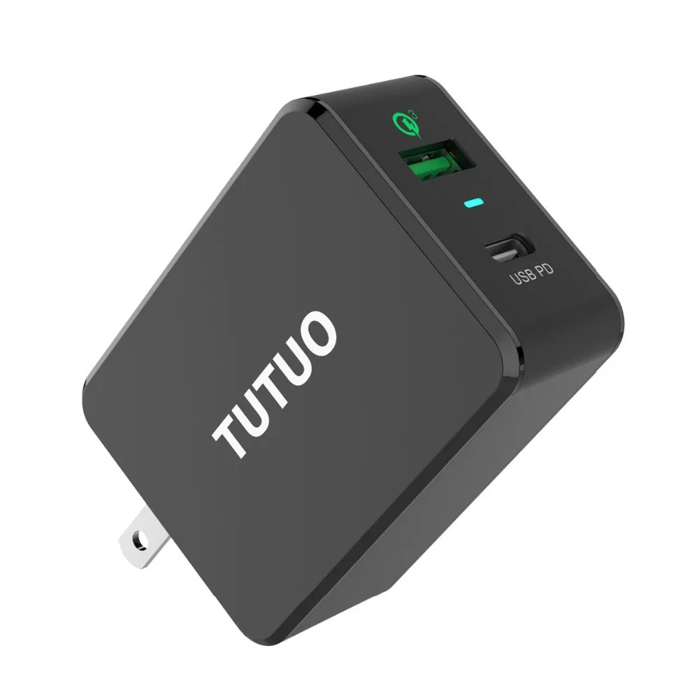 TUTUO USB C PD стены Зарядное устройство(Мощность доставки) Тип C+ Quick Charge 3,0 Быстрая зарядка Мощность адаптер для iPhone 8/X/8 Plus Galaxy S8 S9 плюс