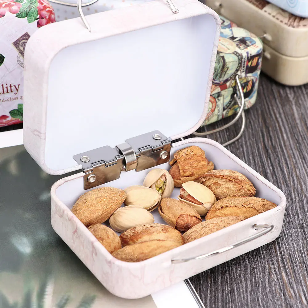 1 шт. мини коробка для хранения конфет ретро чемодан Сумочка маленькая прямоугольная коробка для конфет маленький металлический контейнер Свадебная подарочная коробка