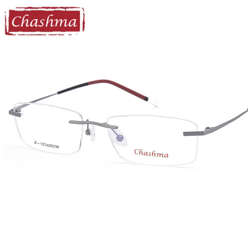 

Chashma Brand Men Top Quality Eyeglasses Male Rimless IP Plating Not Lose Color Light Pure Titanium Flexible Glasses Frames
