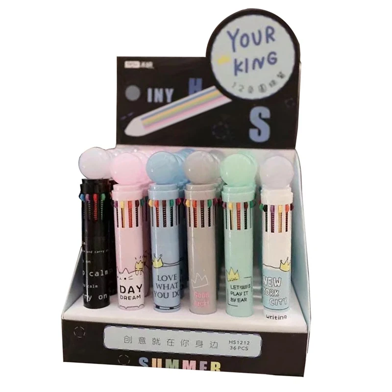 

1Pc Lovely Day Cartoon Novelty 12 Colors Chunky Ballpoint Pen 12 In1 Colorful Stationery Creative School Office Supplies Gift