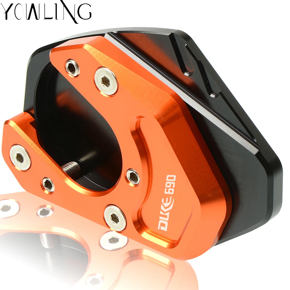 

FOR KTM 690 Duke 2012 2013 2014 2015 2016 Motorcycle Accessories Side Stand Plate Kickstand Extension Pad Enlarger LOGO DUKE 690