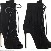 Уникальный дизайн; Высококачественная замшевая кожа; женские пикантные Босоножки с открытым носком на высоком каблуке; женские босоножки со шнуровкой и кисточками