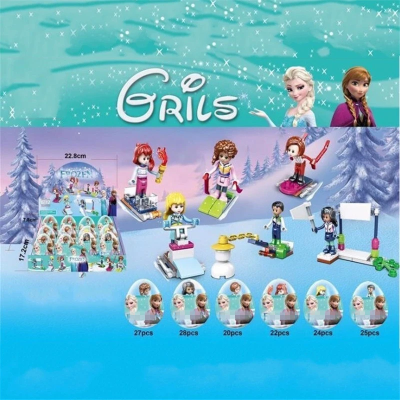 

New Mini Girl Friends Ice Castle Elsa Anna Friend For Girls Doll Figure Toy Building Block Brick With