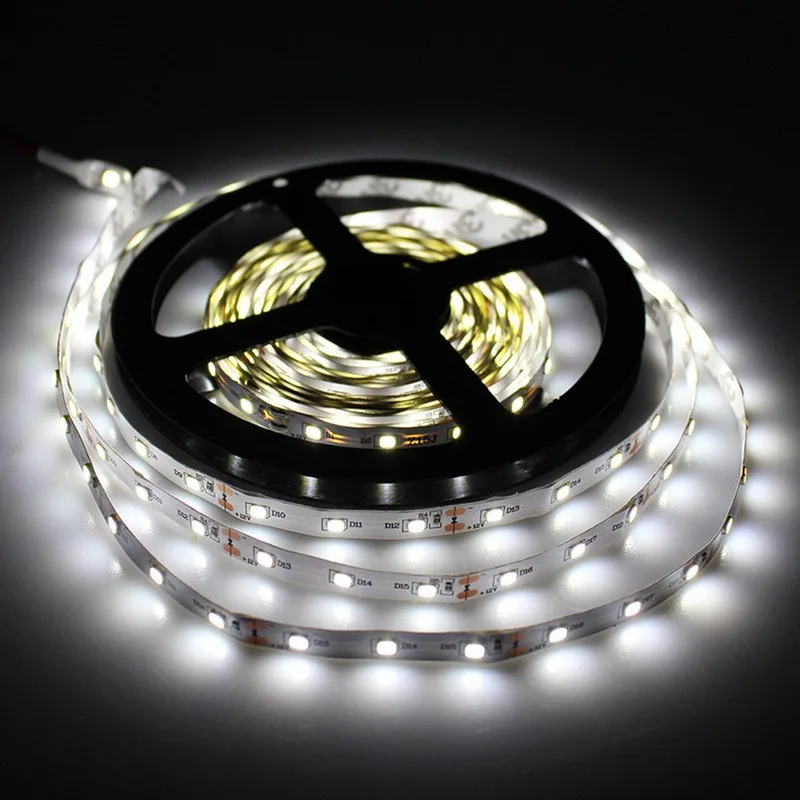 Светодиодная лента белый теплый белый RGB 5 м 2835smd fita de Светодиодная лента Диодная лента 12 В светодиодный светильник с адаптером питания постоянного тока 12 В