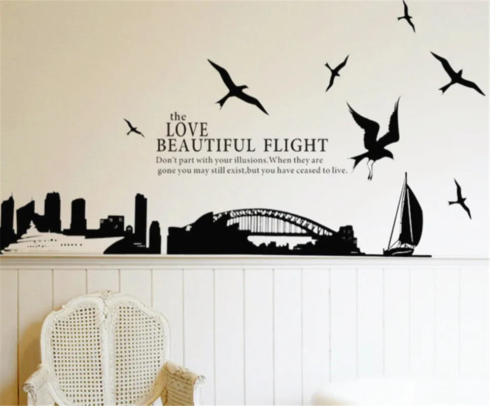 Съемные настенные наклейки Love Beautiful Flight City декор для гостиной|Наклейки на стену| |