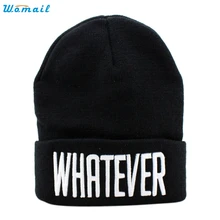 Trendy Style New Good Quality Unised Adults Winter Black Whatever Beanie Hat And Snapback Men And Women Cap Gift 1PC