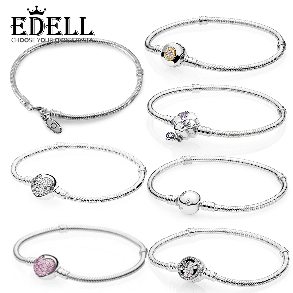 

EDELL 100% 925 Sterling Silver Shine MOMENTS Two-Tone Signature SPARKLING HEART Pink POETIC BLOOMS WILDFLOWER MEADOW Bracelet