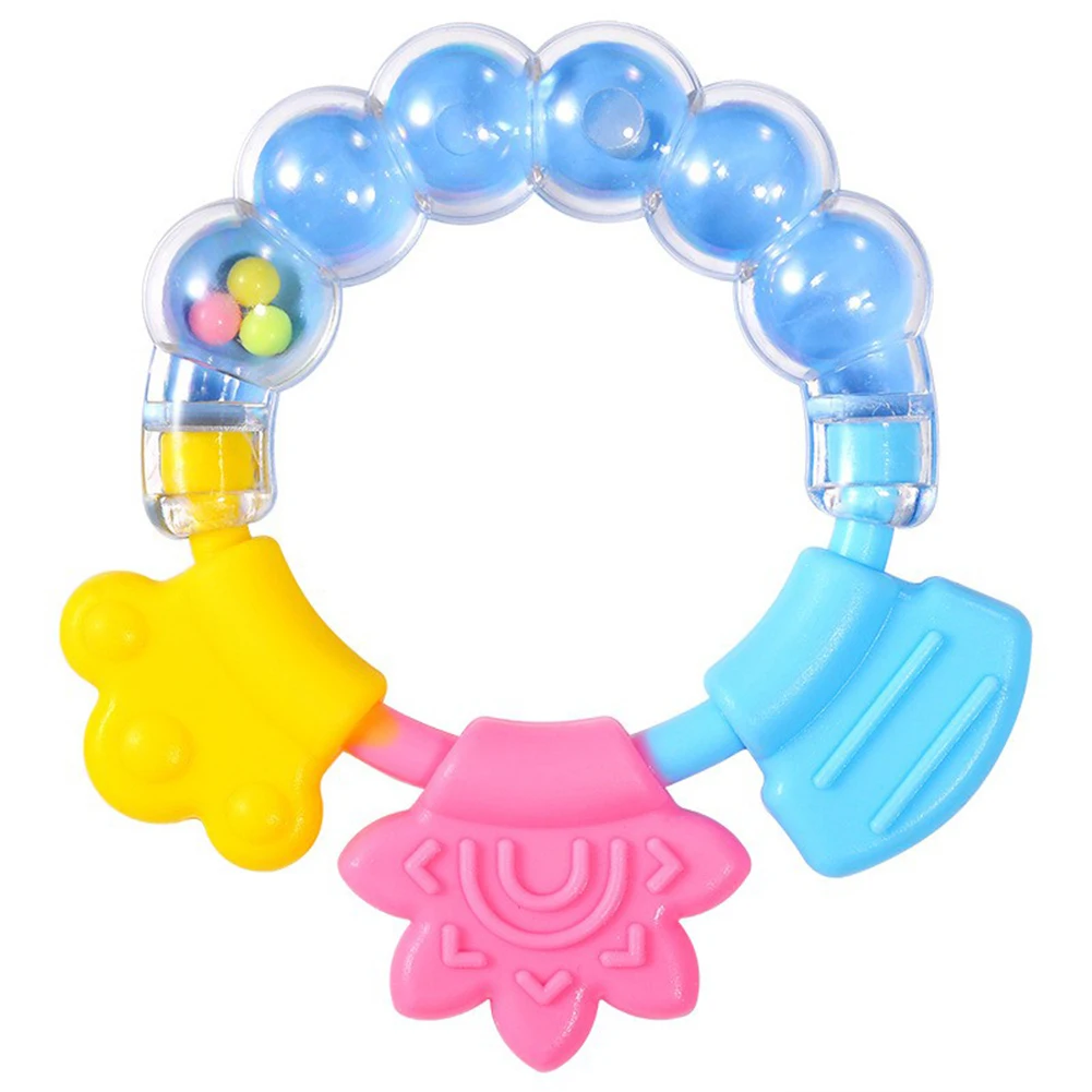 Погремушка для новорожденного Прорезыватель шейкеры рукоятка колокольчики развития Прорезыватель игрушка развивающие мобильные игрушки кровать колокольчик силиконовый колокольчик - Цвет: Синий
