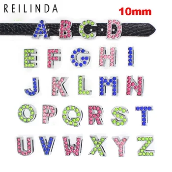 

Wholesale 130pcs Colorful Full Rhinestone 10MM Slide Letters For Leather Bracelet & Necklace Making Jewelry