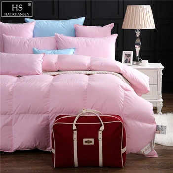 

Pink 80S Fabric Filling Power 800 High Density Natural Colored Cotton Goose Down Quilt King Queen Twin Size Duvet 650TC Winter