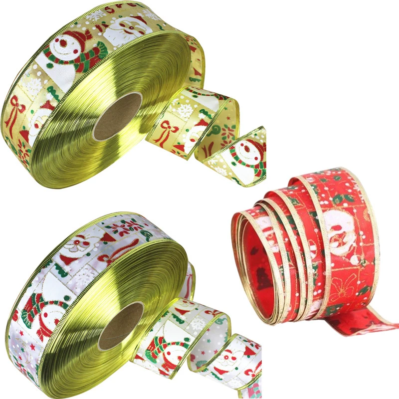 

2 meters Christmas Ribbons Decorations for Gift Packing Santa Claus Merry Christmas Decorations Xmas New Year Party Accessories