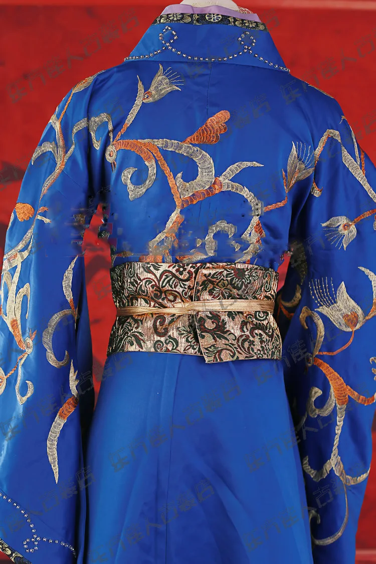 Дизайн Театральный Костюм нежная вышивка Hanfu The Holy Guiguzi темно-синий женский костюм династии Хань с длинным хвостом