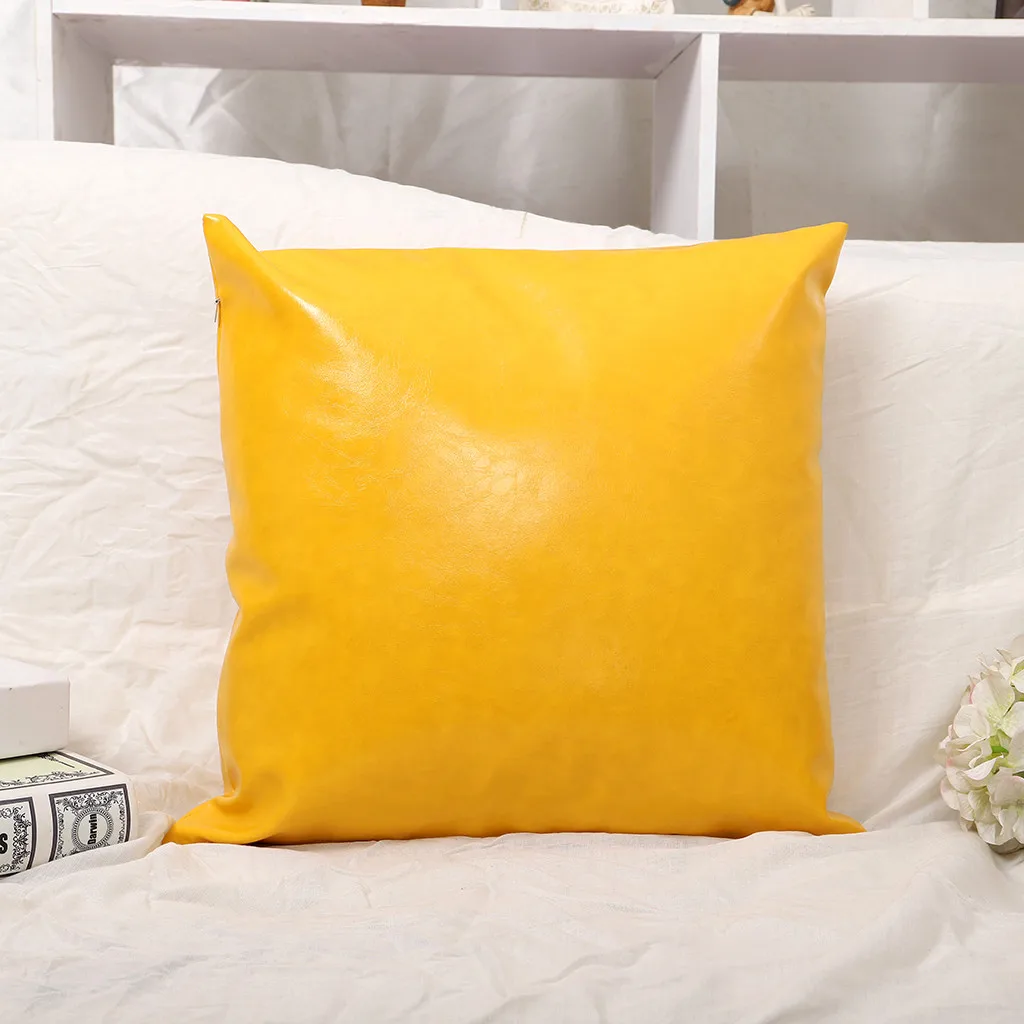 Искусственного кожаные чехлы на подголовники наволочка подушки для дивана домашний декор одноцветное Цвет размером 45*45 см d90617
