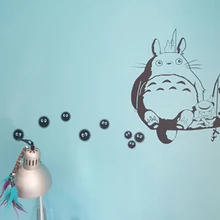 Милые Виниловые Настенные аниме наклейки-Ghibli Totoro-soot sprites настенные художественные наклейки для аппликаций аниме украшения