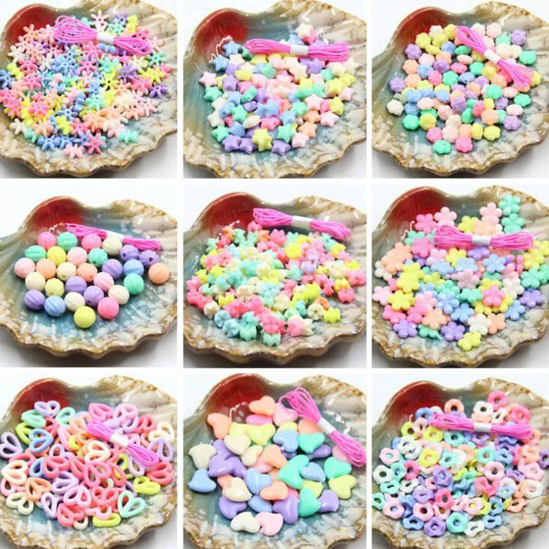 

DIY Geometric Acrylic Beads For Children Jewelry Making Mix Color Different Shape For Handcraft Accessories Plastic Fittings