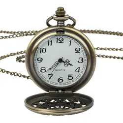 Римские цифры Бронзовый паук веб карманные часы с цепочкой ожерелье, подвеска, стимпанк античный кварц Relogio De Bolso