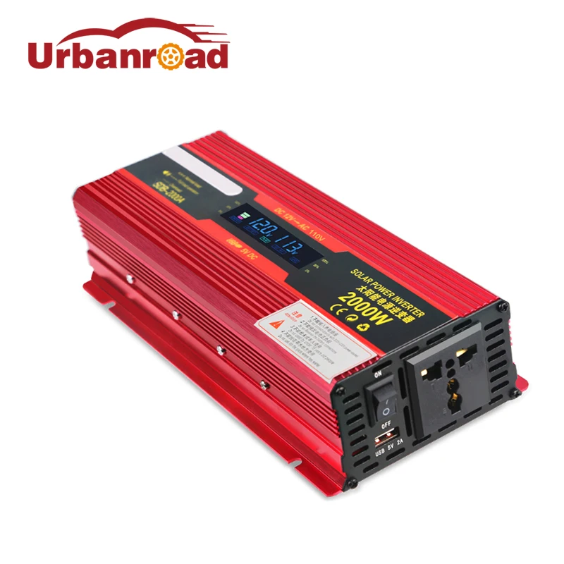 Urbanroad 2000w Car Led Power Inverter DC 12v To Ac 220v 110V USB Ports
