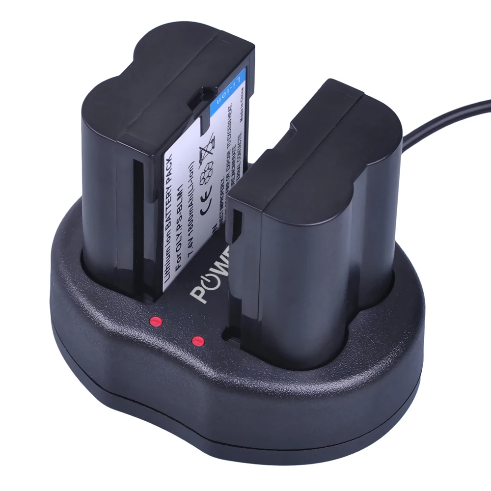 2 шт. 1800 мАч PS BLM1 BLM 1 батарея + двойной USB зарядное устройство для Olympus C 5060 7070 8080 E 3 30