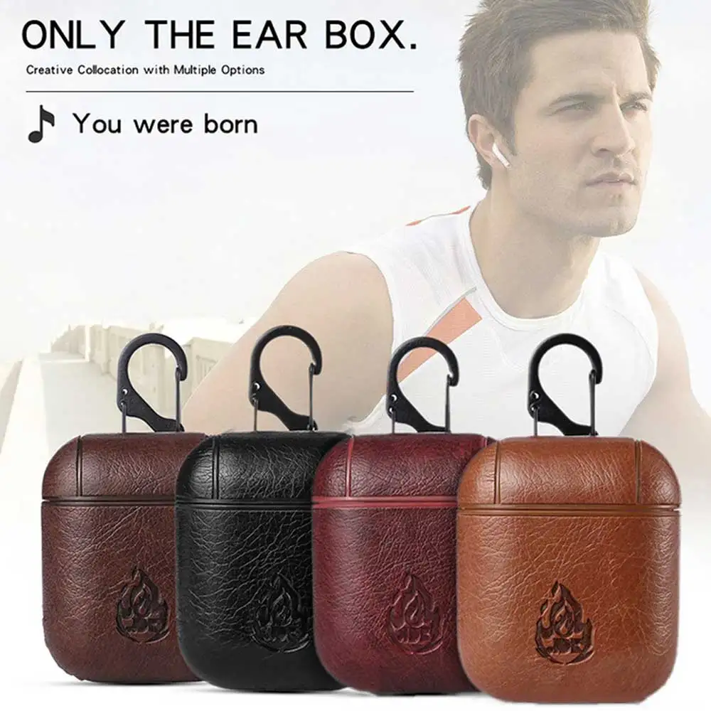 Leather Earphone Case with Metal Buckle For AirPods Protective Cover Skin Accessories for Apple Airpods Charging Box
