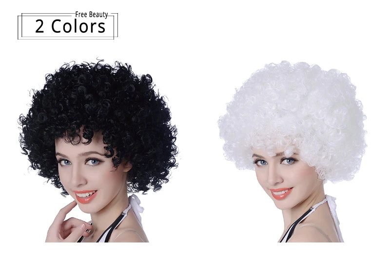 Sintéticas para o Traje Festa de Halloween Resistente ao Calor Preto Branco Curto Kinky Encaracolado Perucas Afro Feminino 70s Disco Cosplay 12 5 disco cosplay festa de halloween resistente ao calor