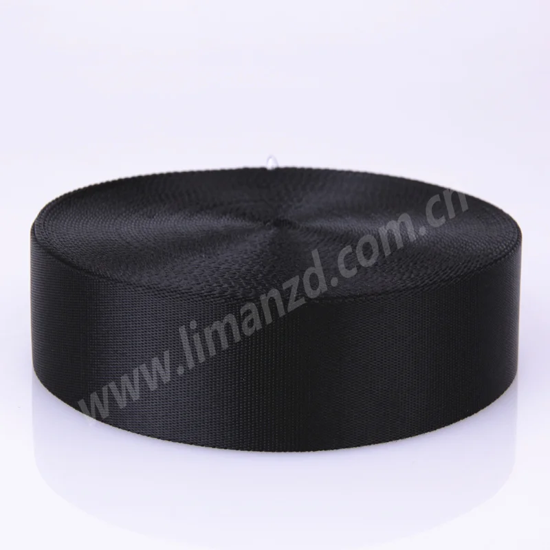 pure nylon webbing tape for bags strap black color 3.8CM (100 yards/lot