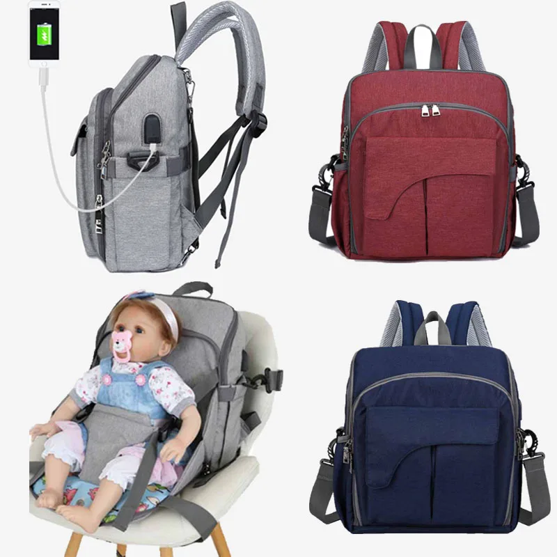 

Diaper Bag Multifuntion Mom Backpack With Kids Seat Portable Hand Strap Maternity Bag Mother And Baby Bag