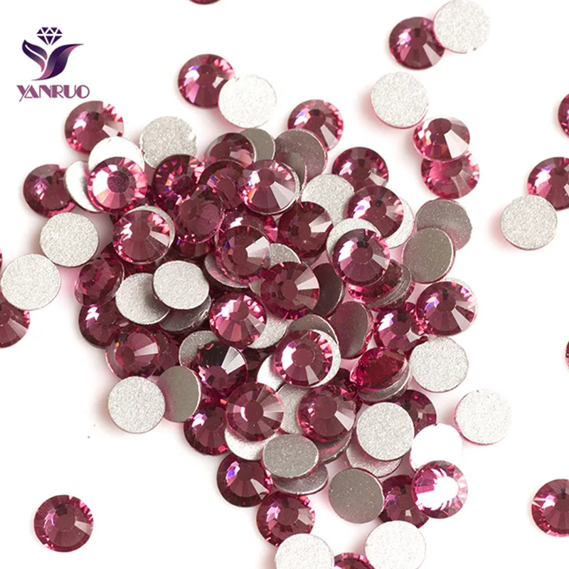 YANRUO Rose Color Strass Non Hotfix Glue on Nails Crystal Rhinestones Flatback Glass for Clothing Jewelry Marking | Дом и сад
