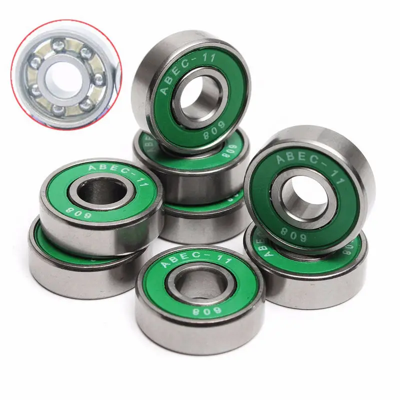 8Pcs 608 ABEC - 11 Skate Roller Inline Skating Scooter Bearing Green Shields Chrome Steel Bearings For Scooter Parts Accessories