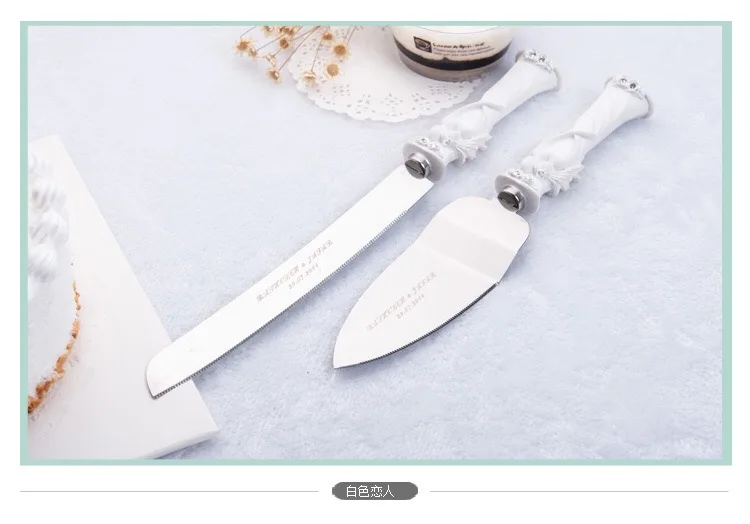 Персонализированные Жених невесты нож для свадебного торта Сервировочный набор украшения принадлежности пользовательское имя и дата Свадьба для подарка набор ножей