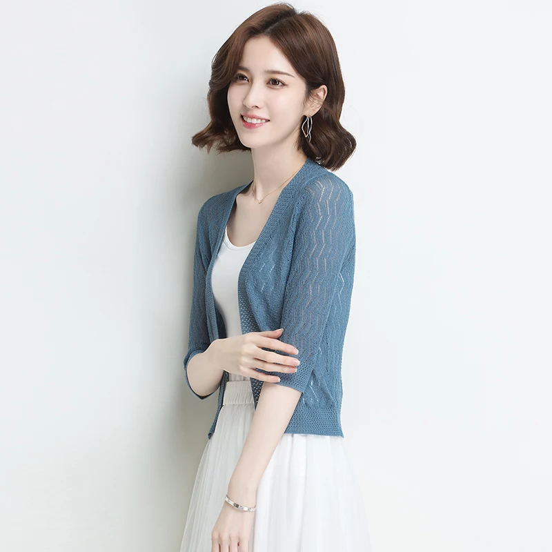 

New 2018 summer & spring ladies hollow out thin knitwear cardigan elegant girls sun protection hollow knit outwear