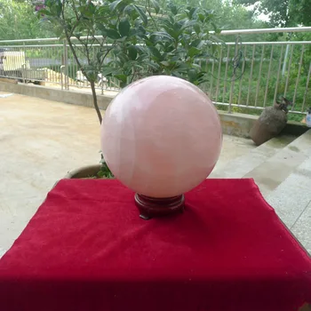 

xd j00879 NATURAL PRETTY ROSE QUARTZ CRYSTAL SPHERE BALL HEALING+stand