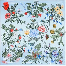 Grass Petunia Flowers Scarf Silk Feeling 90cm Scarves Match Apparel Accessory Woman Girl s Add Clothing