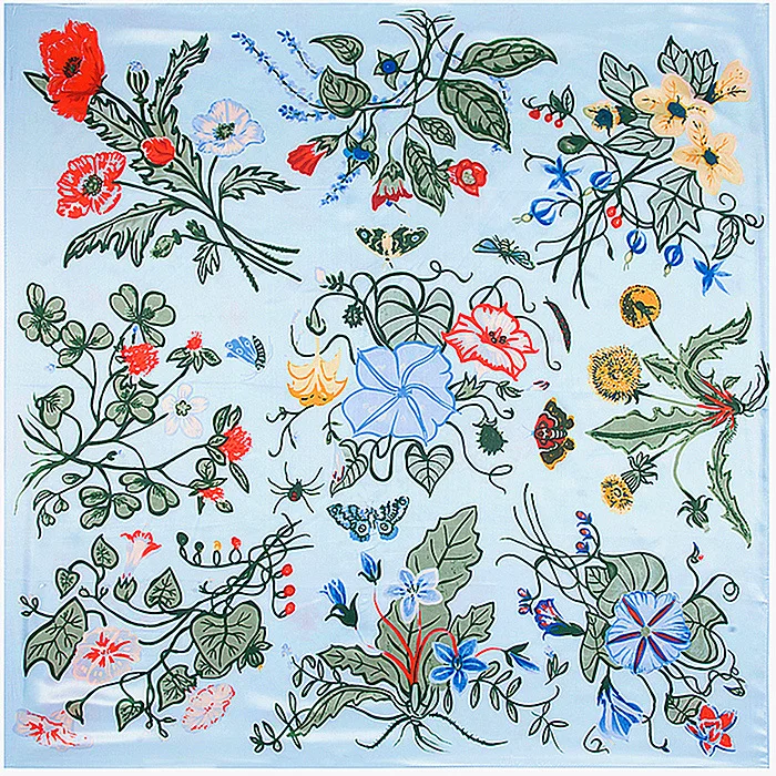 Grass Petunia Flowers Scarf Silk Feeling 90cm Scarves Match Apparel font b Accessory b font Woman
