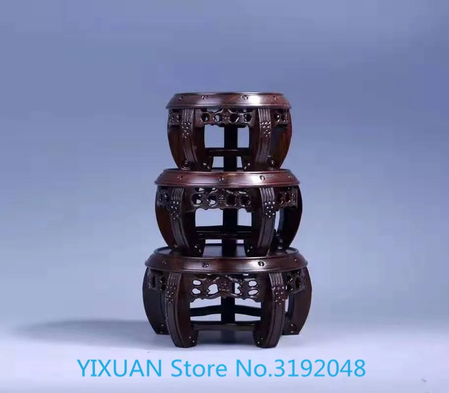 

Red wood small base ebony base three-piece set of small pieces display frame bonsai jadeware odd stone small base
