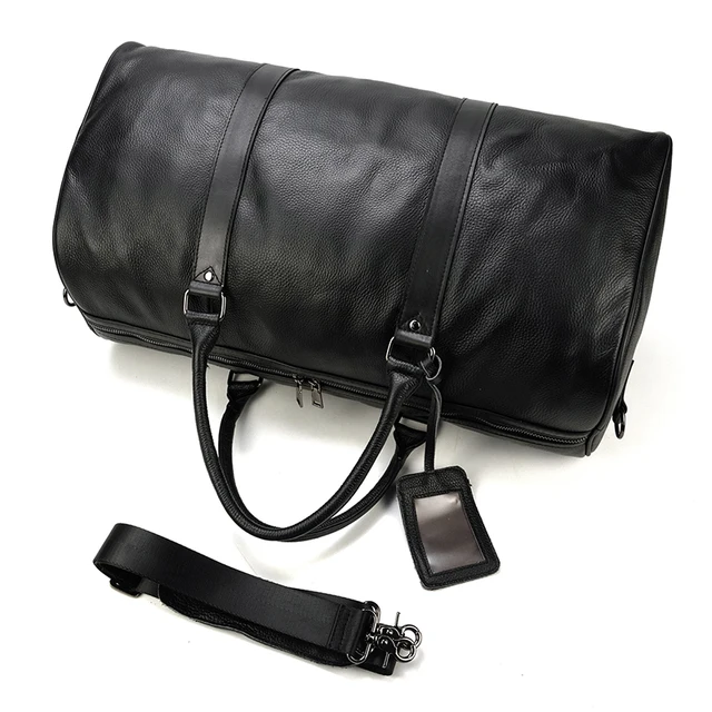 Natural Cowskin Travel Bags Waterproof Men's Leather Overnight Bag Handbag For Plane Luggage Men Male Weekend Bag Business 55cm 4