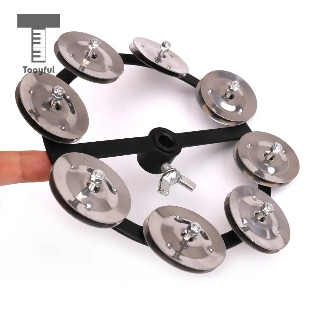Professional Hi Hat Tambourine with Single Row Steel Jingles Percussion Instrument