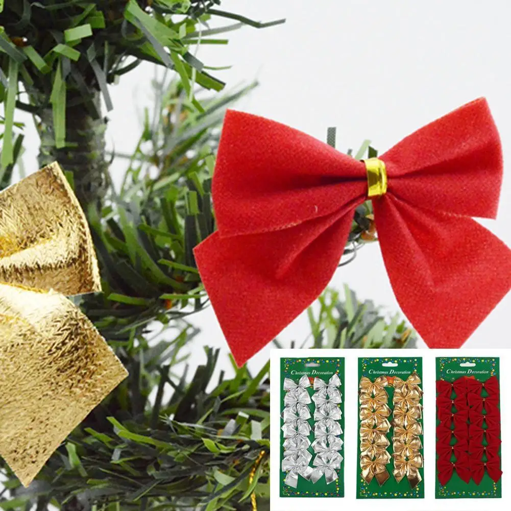 Christmas Tree Bow Decoration Baubles Merry XMAS Party Garden Bows