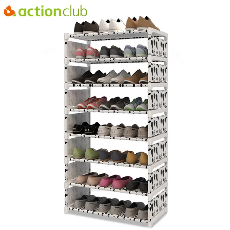 Actionclub Eight Layers Metal Non-woven Cloth Shoe Rack Storage Space Saver Shoes Shelves DIY Books Shelf Organizer Furniture